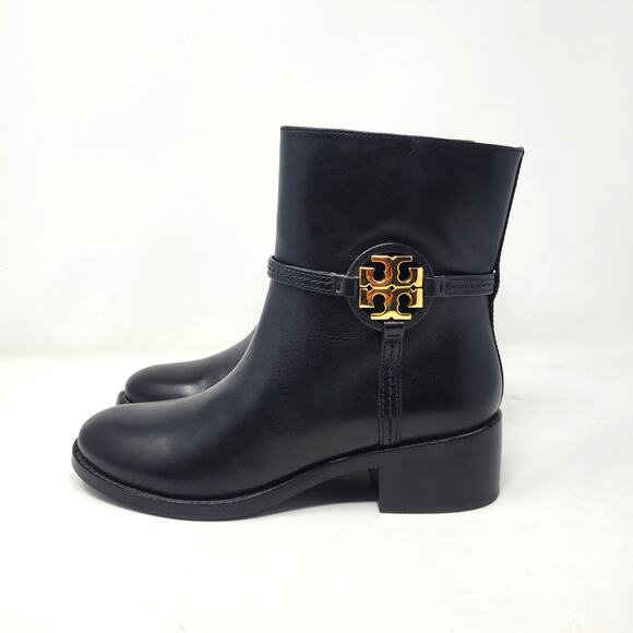 Tory Burch Miller 45MM Ankle Bootie Calf Leather Perfect Black 61151 Size 7 - Picture 4 of 8
